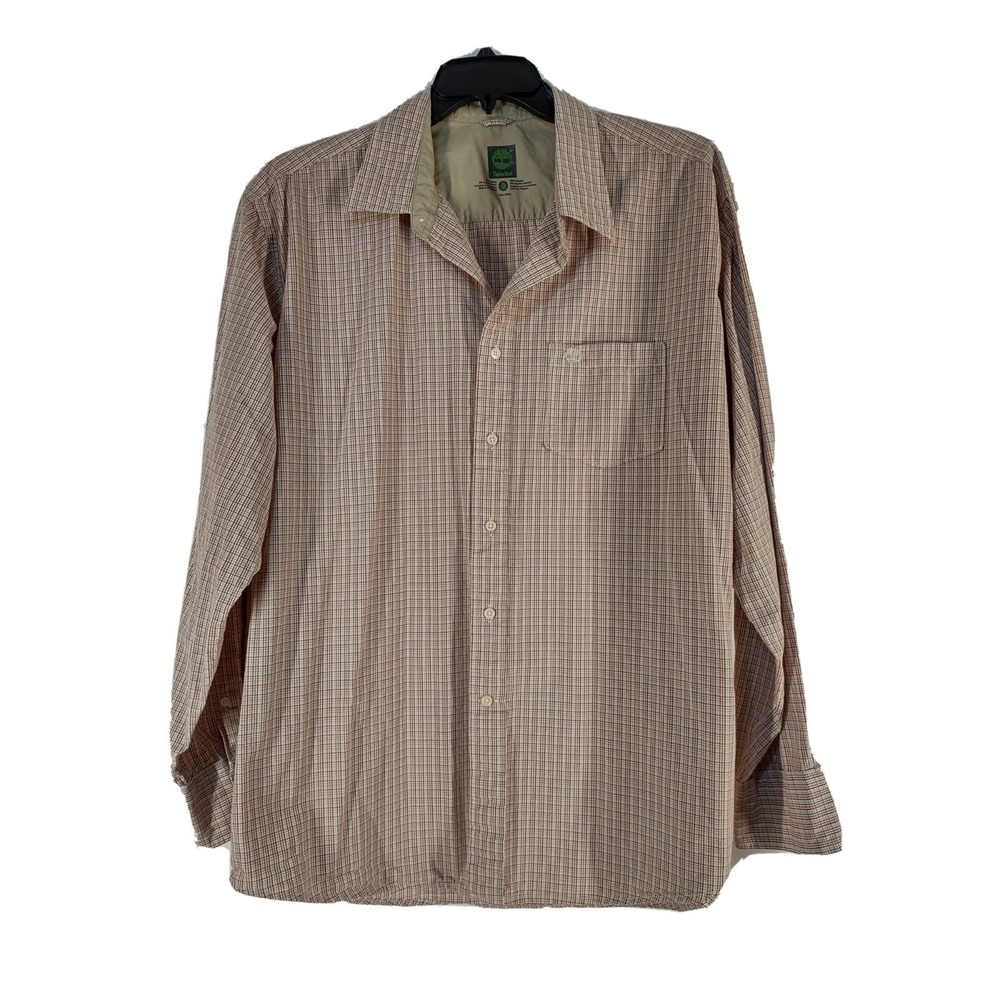 Timberland Button Down Shirt Mens XL Brown Plaid Gorp Core Cabin Core Rugged L/S